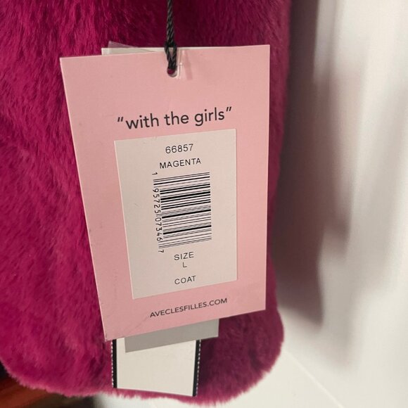 New Avec Les Filles Magenta Faux Fur Notch Collar Coat - Picture 8 of 11